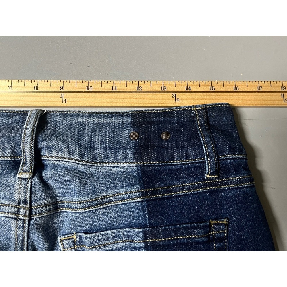 Cabi 6281 Hi-Low Crop Two-Tone Colorblock Jeans Blue Size 10 Womens Denim - Picture 7 of 9